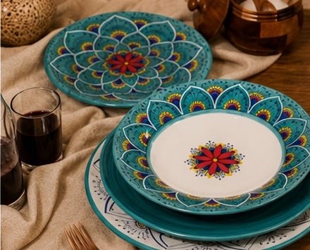 Intreccio Teal Rimmed Soup & Pasta Bowl | Hand-Painted Italian Soup Bowl from Deruta
