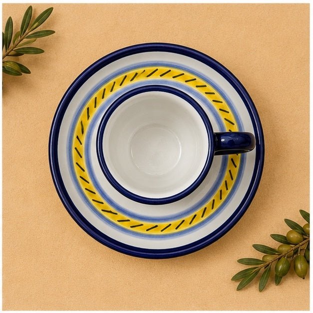 Stratificata Espresso Cup & Saucer | Hand-Painted Italian Espresso Set from Deruta