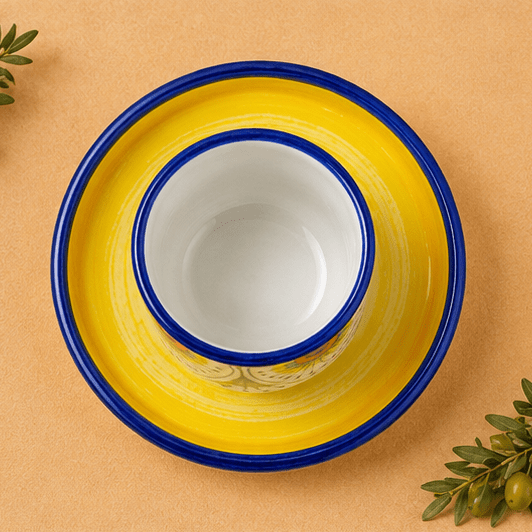 Intreccio Espresso Cup & Saucer Set | Hand-Painted Italian Espresso Set from Deruta