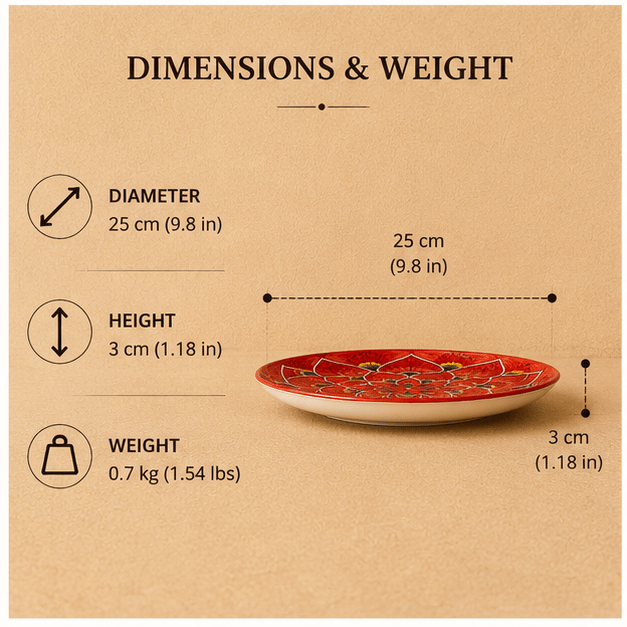 Intreccio Red Salad Plate | Hand-Painted Italian Salad Plate from Deruta