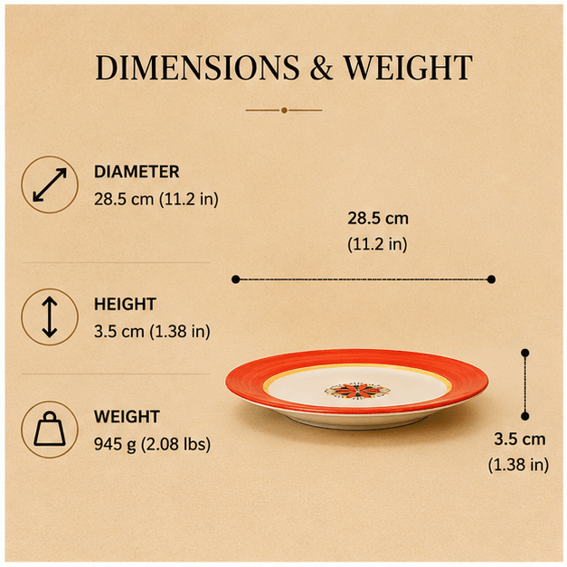 Intreccio Red Dinner Plate | Hand-Painted Italian Dinner Plate from Deruta