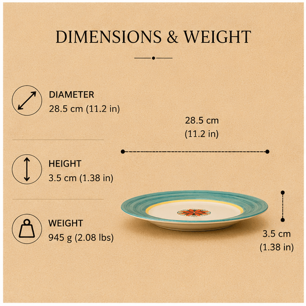 Intreccio Teal Dinner Plate | Hand-Painted Italian Dinner Plate from Deruta
