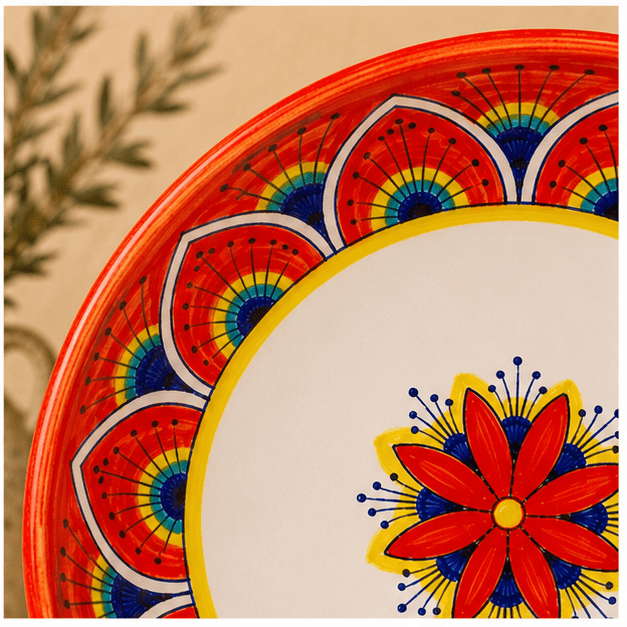Intreccio Red Deep Pasta & Soup Bowl | Hand-Painted Italian Pasta Bowl from Deruta