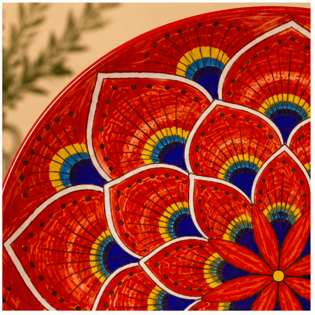 Intreccio Red Salad Plate | Hand-Painted Italian Salad Plate from Deruta