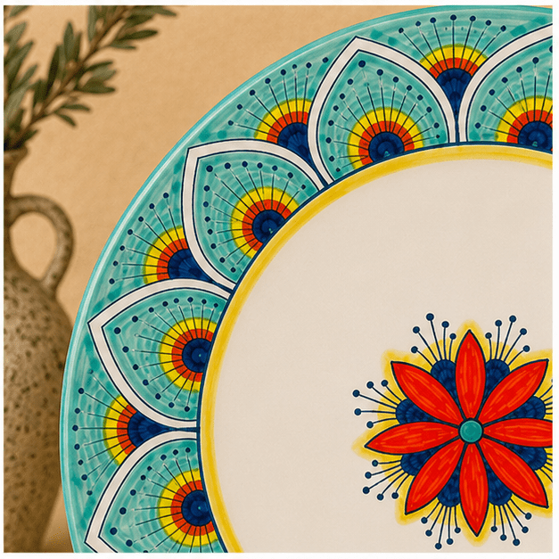 Intreccio Teal Rimmed Soup & Pasta Bowl | Hand-Painted Italian Soup Bowl from Deruta