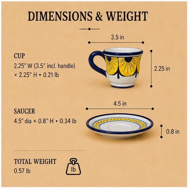 Stratificata Espresso Cup & Saucer | Hand-Painted Italian Espresso Set from Deruta