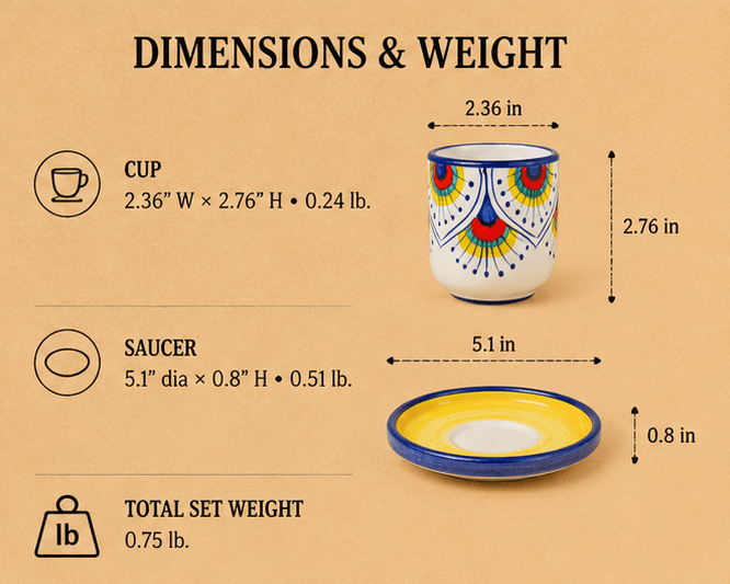 Intreccio Espresso Cup & Saucer Set | Hand-Painted Italian Espresso Set from Deruta