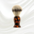 077J KOH-I-NOOR Jaspe natural bristles shaving brush with brown tortoiseshell acetate handle; KOH-I-NOOR's gold logo stamped on the handle