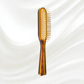 108G KOH-I-NOOR Jaspe rectangular hairbrush with brown tortoiseshell acetate handle, and gold pins; KOH-I-NOOR's gold logo stamped on the handle