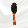 122 KOH-I-NOOR Jaspe large oval hairbrush with brown tortoiseshell acetate handle, black boar bristles and nylon pins; KOH-I-NOOR's gold logo stamped on the handle