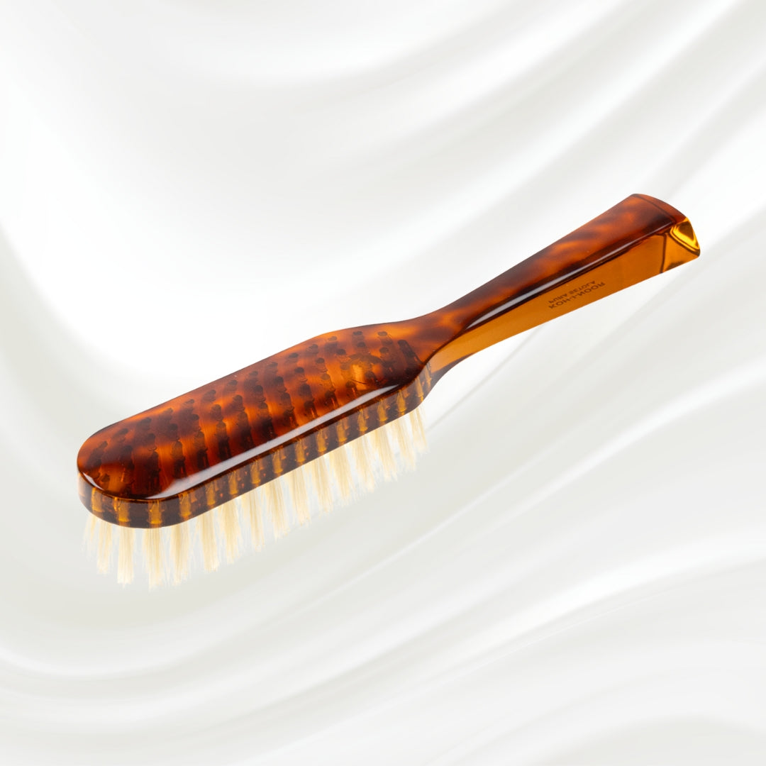 124B KOH-I-NOOR small rectangular hairbrush with brown tortoiseshell acetate handle and white natural bristles