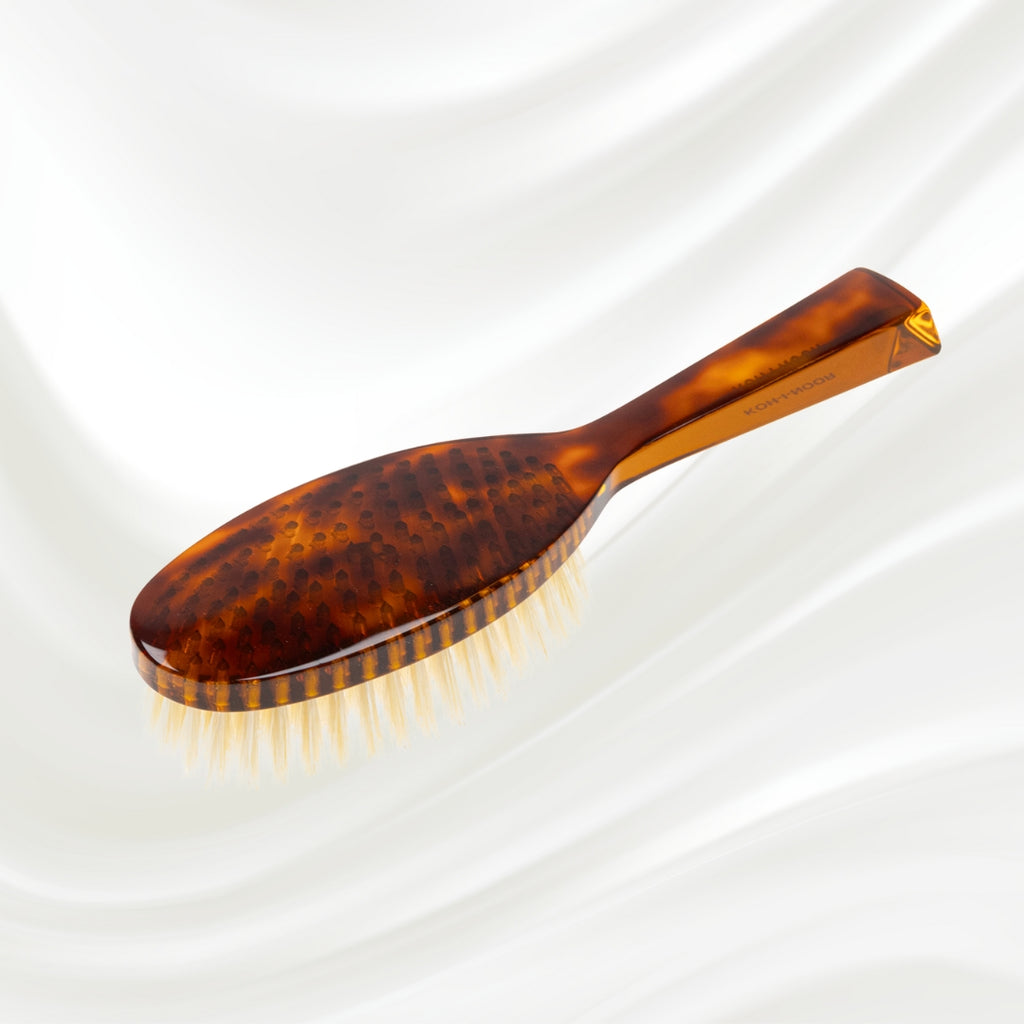126 KOH-I-NOOR large oval hairbrush with brown tortoiseshell acetate handle and white natural bristles