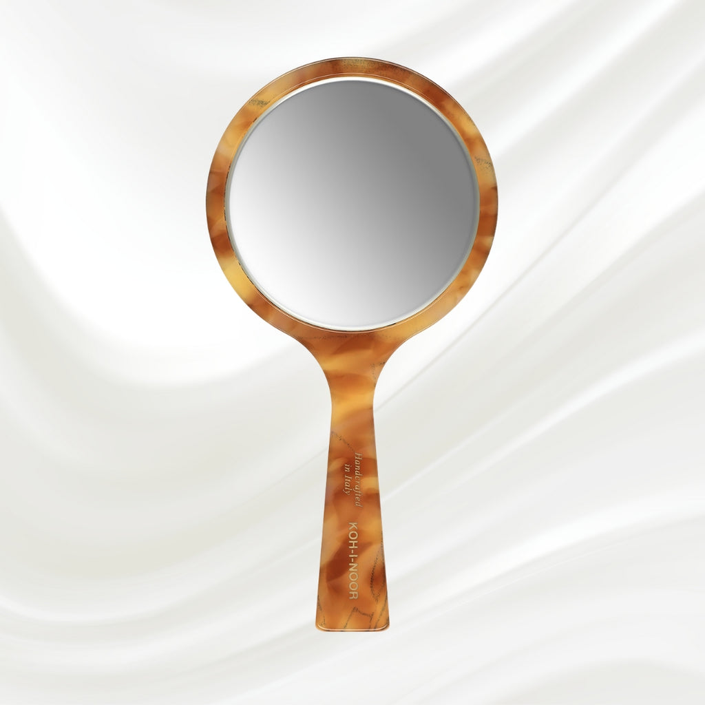 Luxury Hand Mirror - Honey Yellow | German Glass & Cellulose Acetate