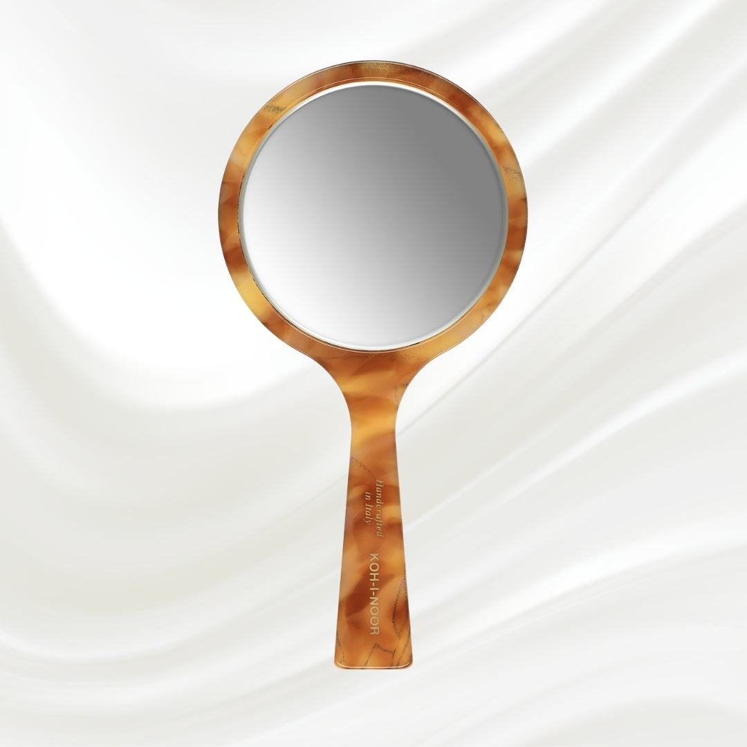 Luxury Hand Mirror - Honey Yellow | German Glass & Cellulose Acetate