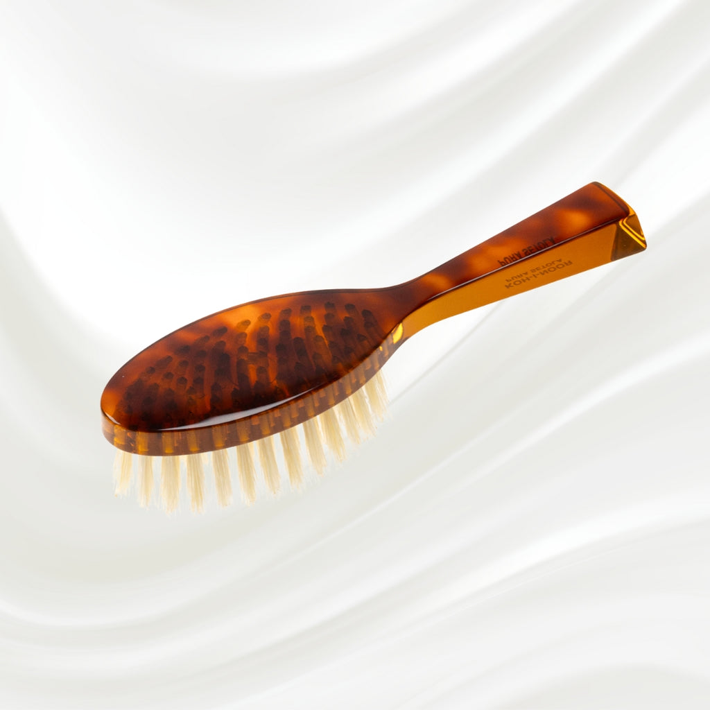 203B KOH-I-NOOR small oval hairbrush with brown tortoiseshell acetate handle and white natural bristles