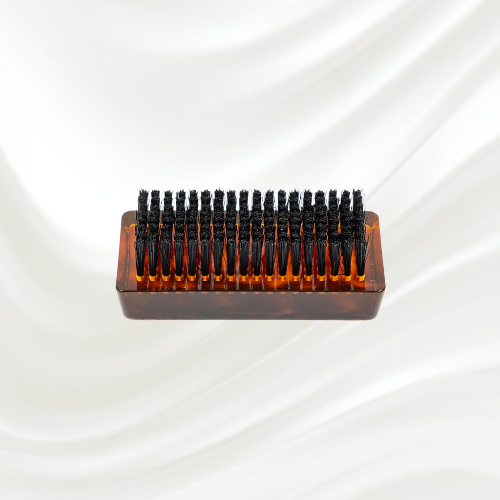 208 KOH-I-NOOR single side rectangular nail brush with brown tortoiseshell handle and black boar bristles