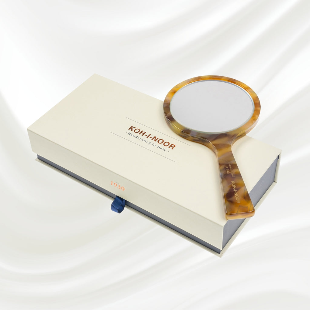 Luxury Hand Mirror - Honey Yellow | German Glass & Cellulose Acetate