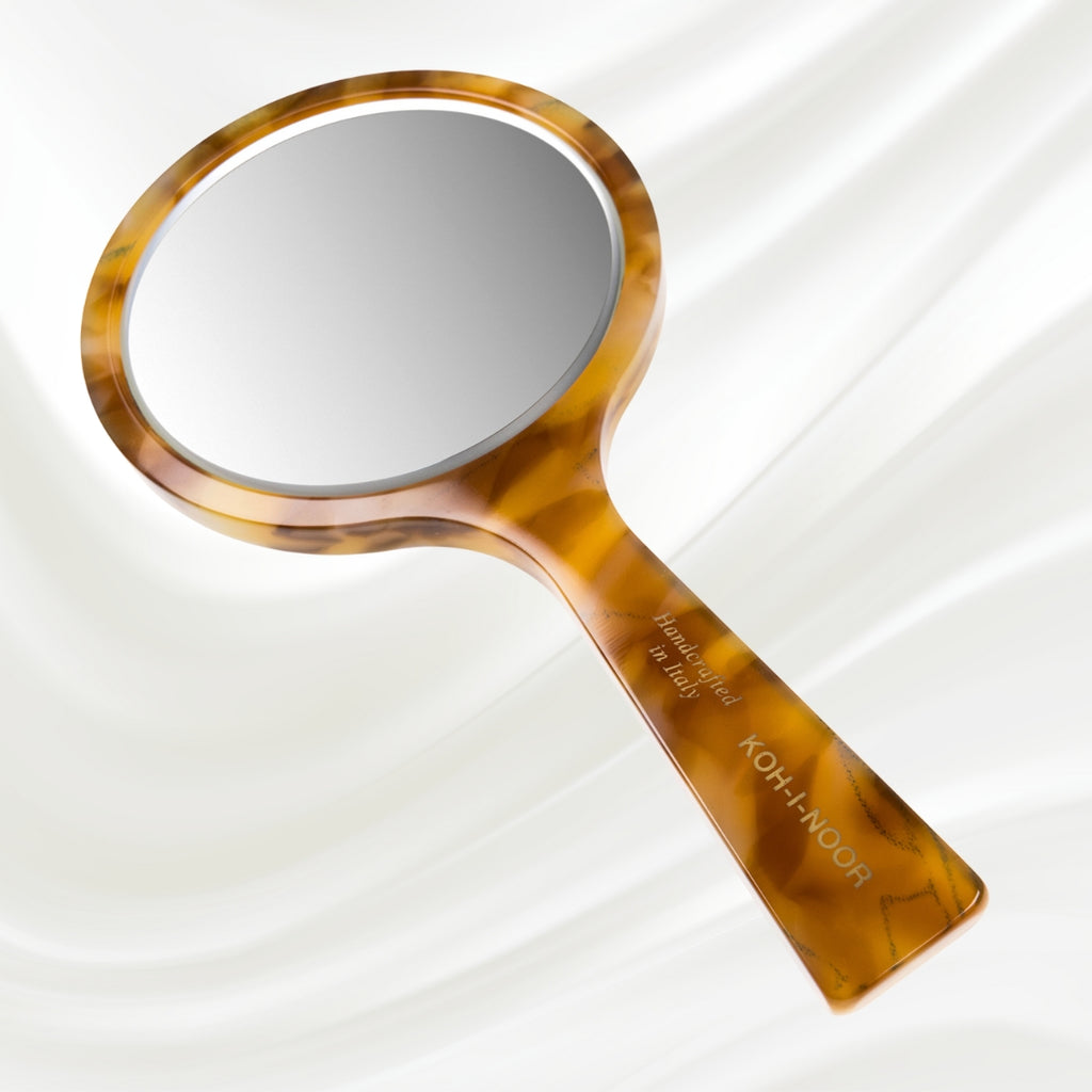 Luxury Hand Mirror - Honey Yellow | German Glass & Cellulose Acetate