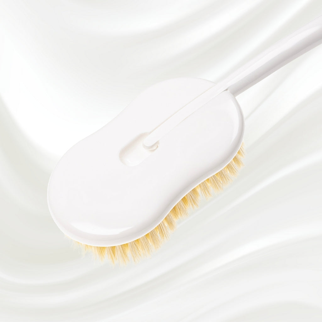 Natural Bristle Shower Back Brush - Long Handle for Full Back Exfoliation