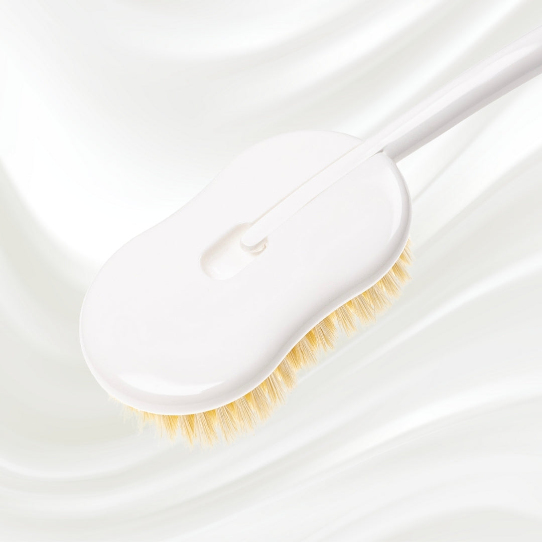Natural Bristle Shower Back Brush - Long Handle for Full Back Exfoliation