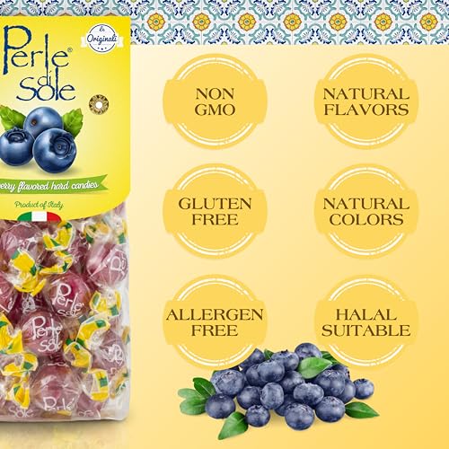 Perle di Sole Blueberry Drops — Fizzy Filled Italian Hard Candy