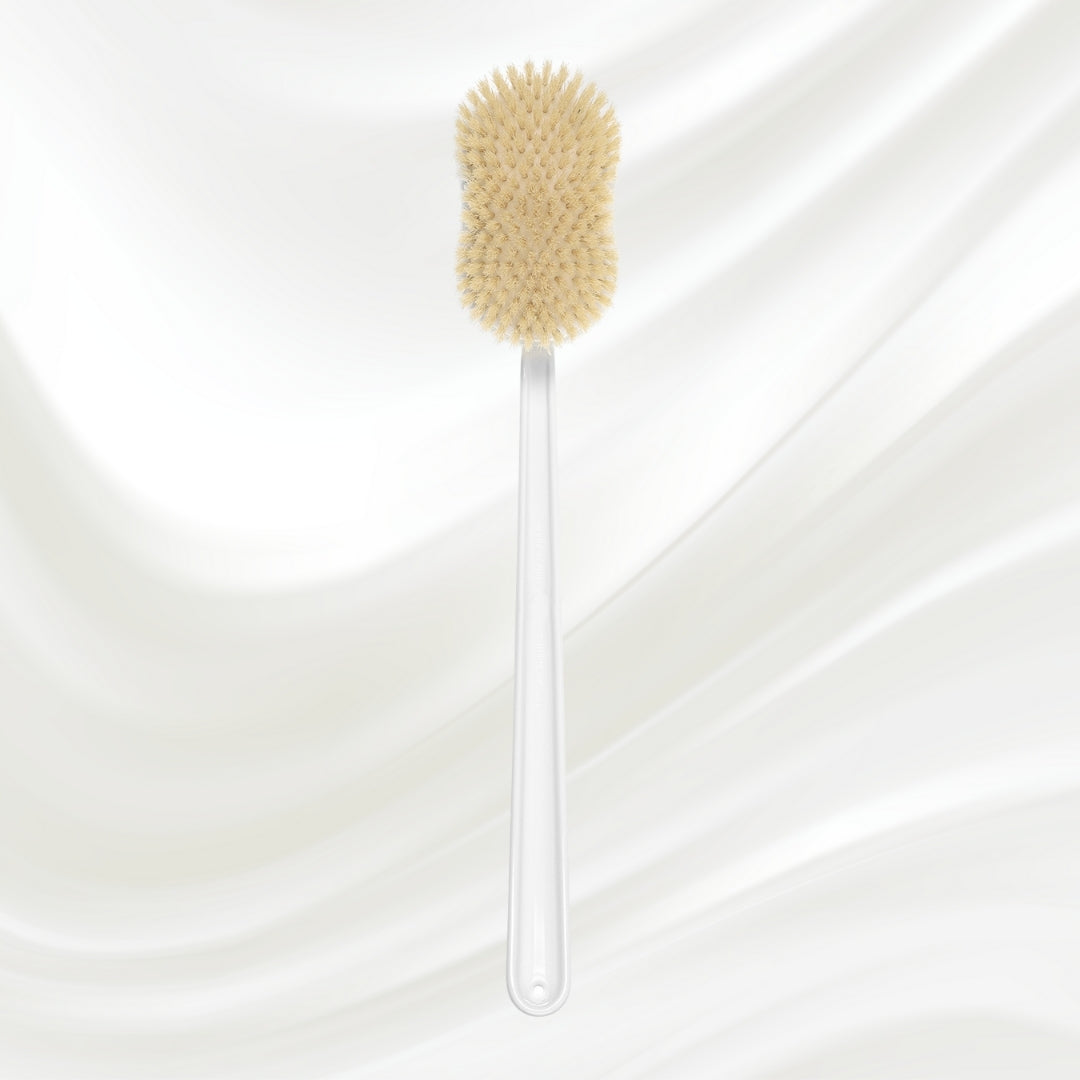 Natural Bristle Shower Back Brush - Long Handle for Full Back Exfoliation