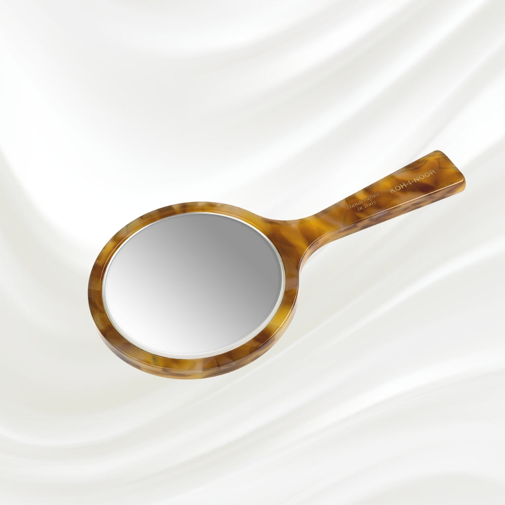 Luxury Hand Mirror - Honey Yellow | German Glass & Cellulose Acetate