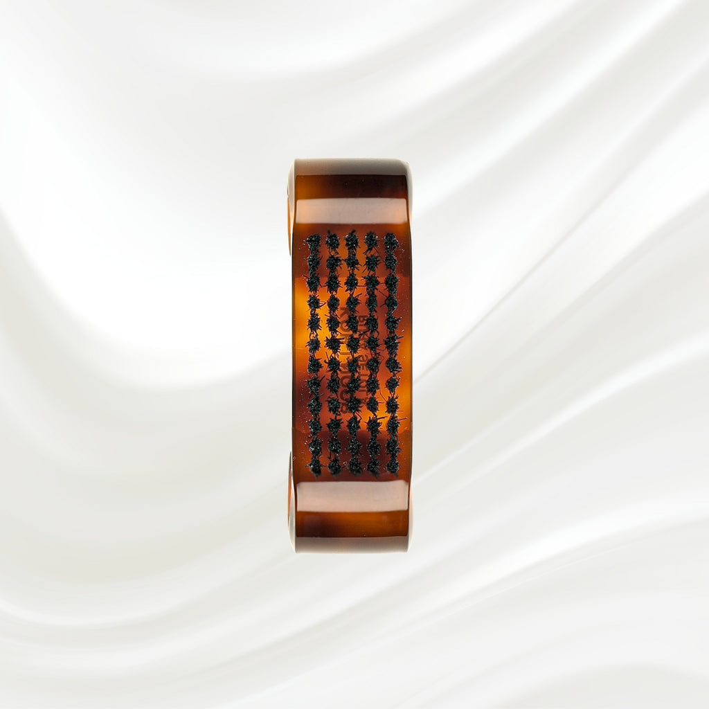tortoiseshell nail brush with handle and black boar bristles