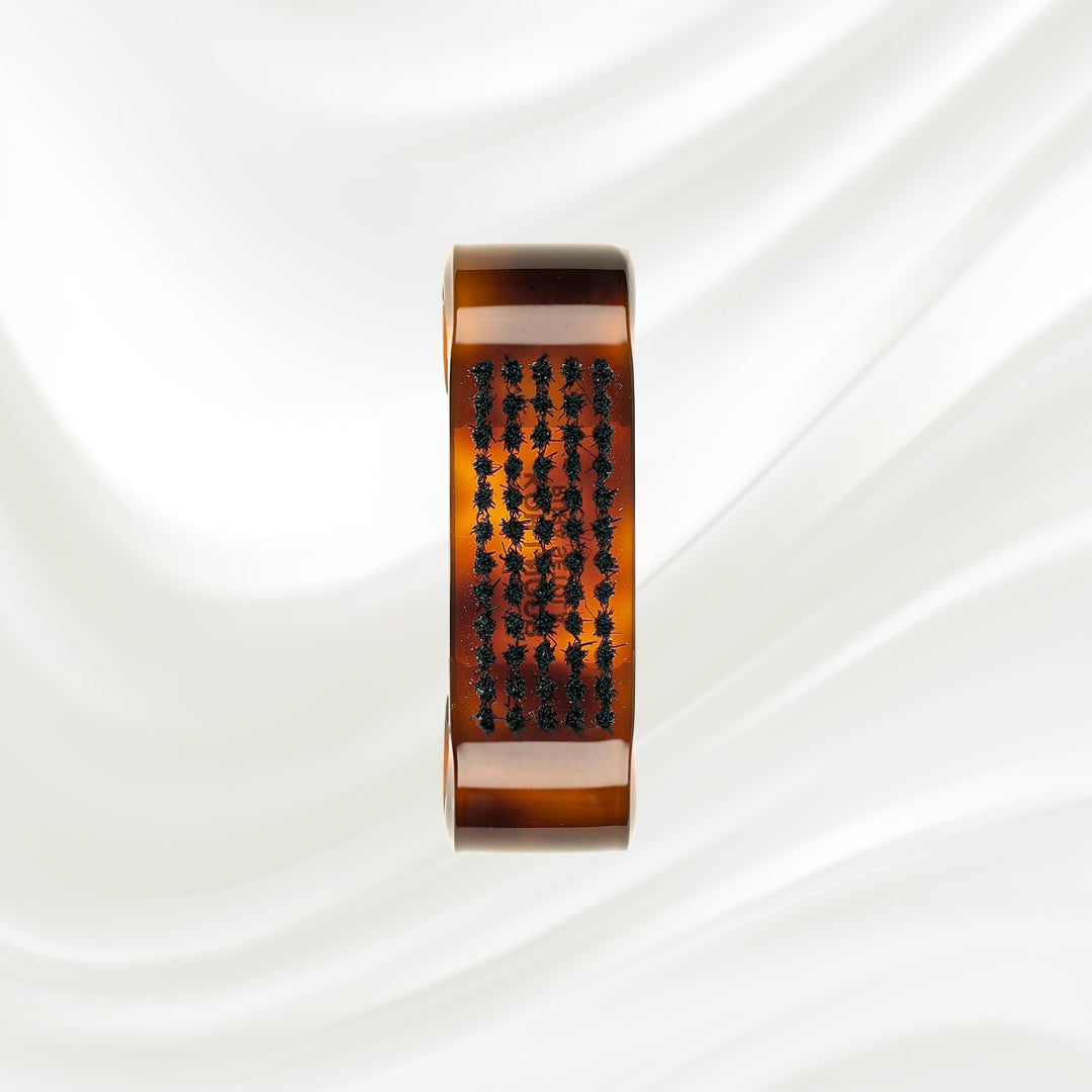 tortoiseshell nail brush with handle and black boar bristles