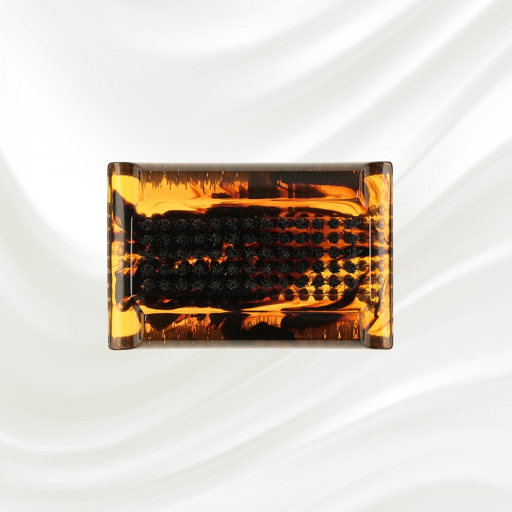 tortoiseshell nail brush with black boar bristle on two sides. KOH-I-NOOR golden logo printed on the side