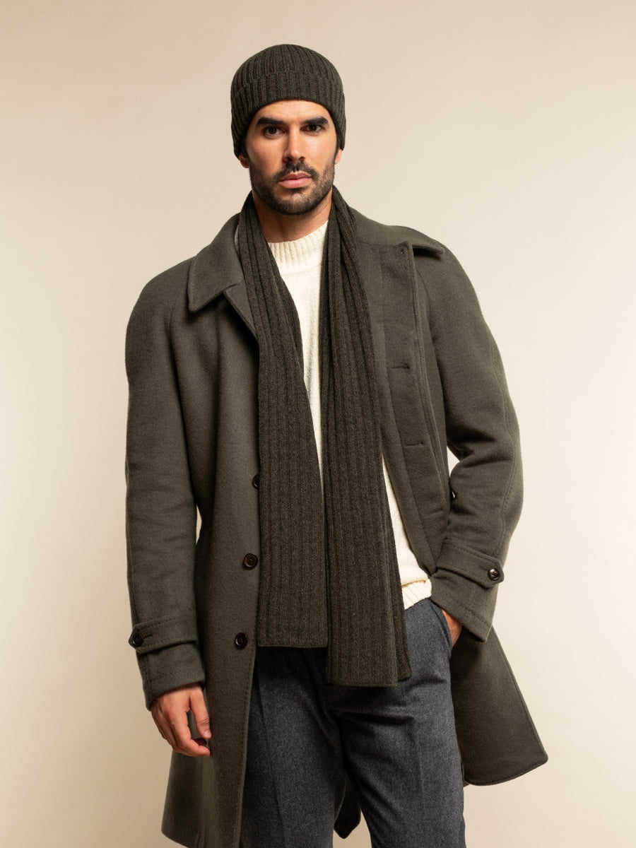 Milano (dark green) - Italian 100% cashmere ribbed beanie (unisex)
