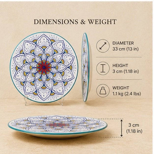 Intreccio Teal Charger Plate | Hand-Painted Italian Charger Plate from Deruta