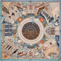 silk scarf depicting architectural elements of Venice: bridges, palaces, mosaics and stained glass windows