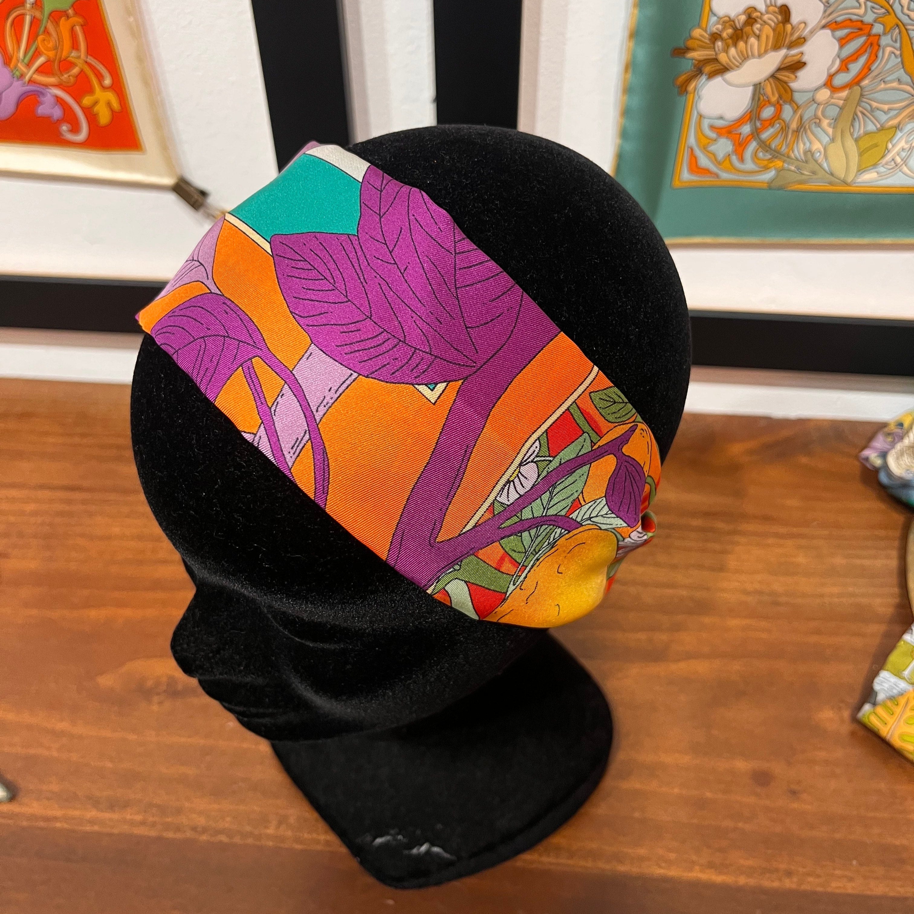 orange and purple headbnd with flowers and lemons design