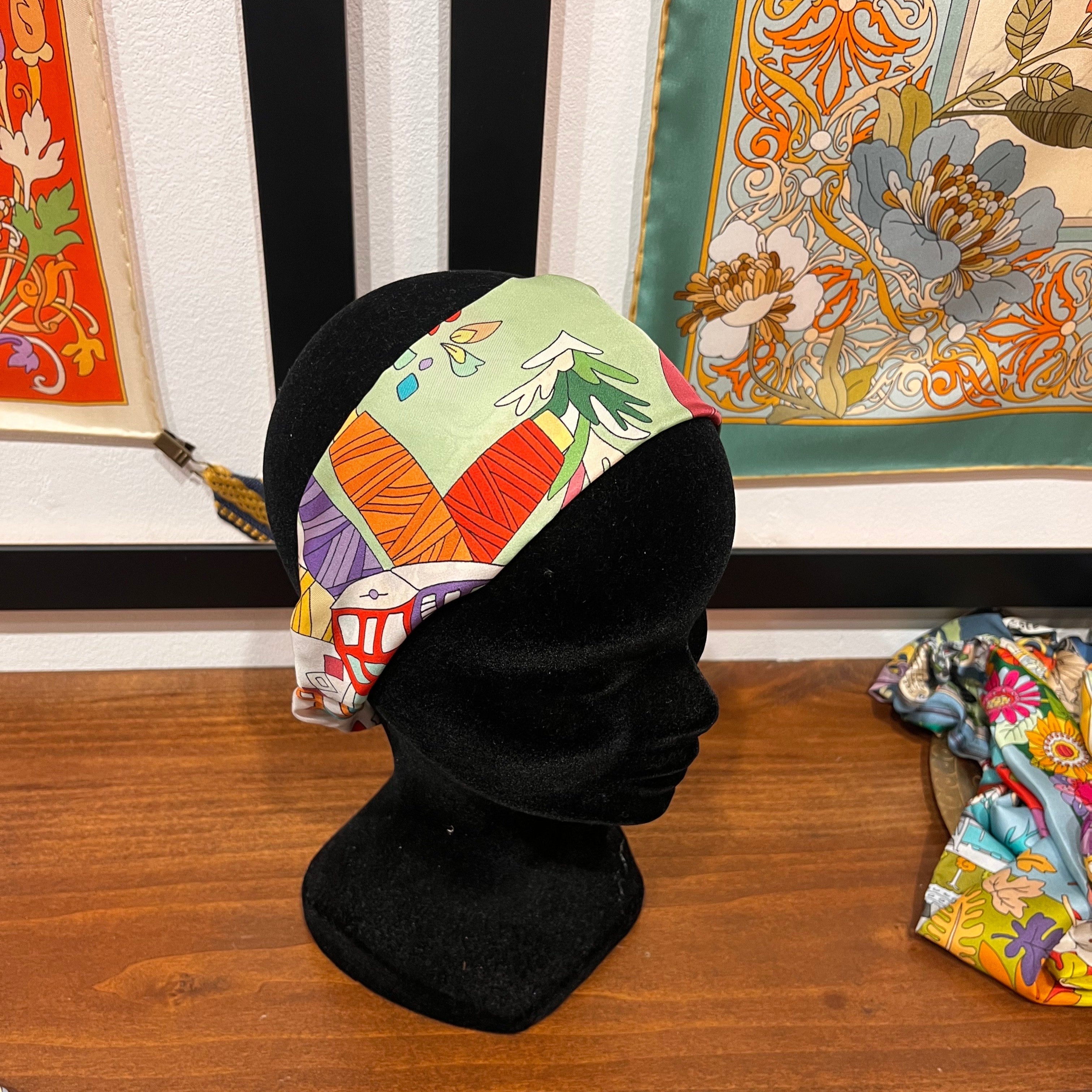 green silk headband with cartoon design