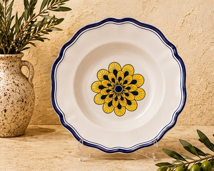 Stratificata Rimmed Soup Bowl | Hand-Painted Italian Soup Bowl from Deruta