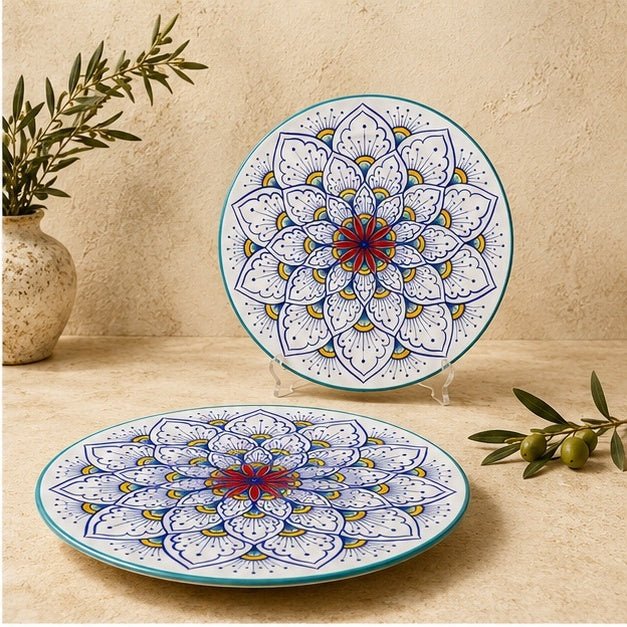 Intreccio Teal Charger Plate | Hand-Painted Italian Charger Plate from Deruta