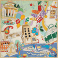 colourful silk scarf depicting parts of the city of Como