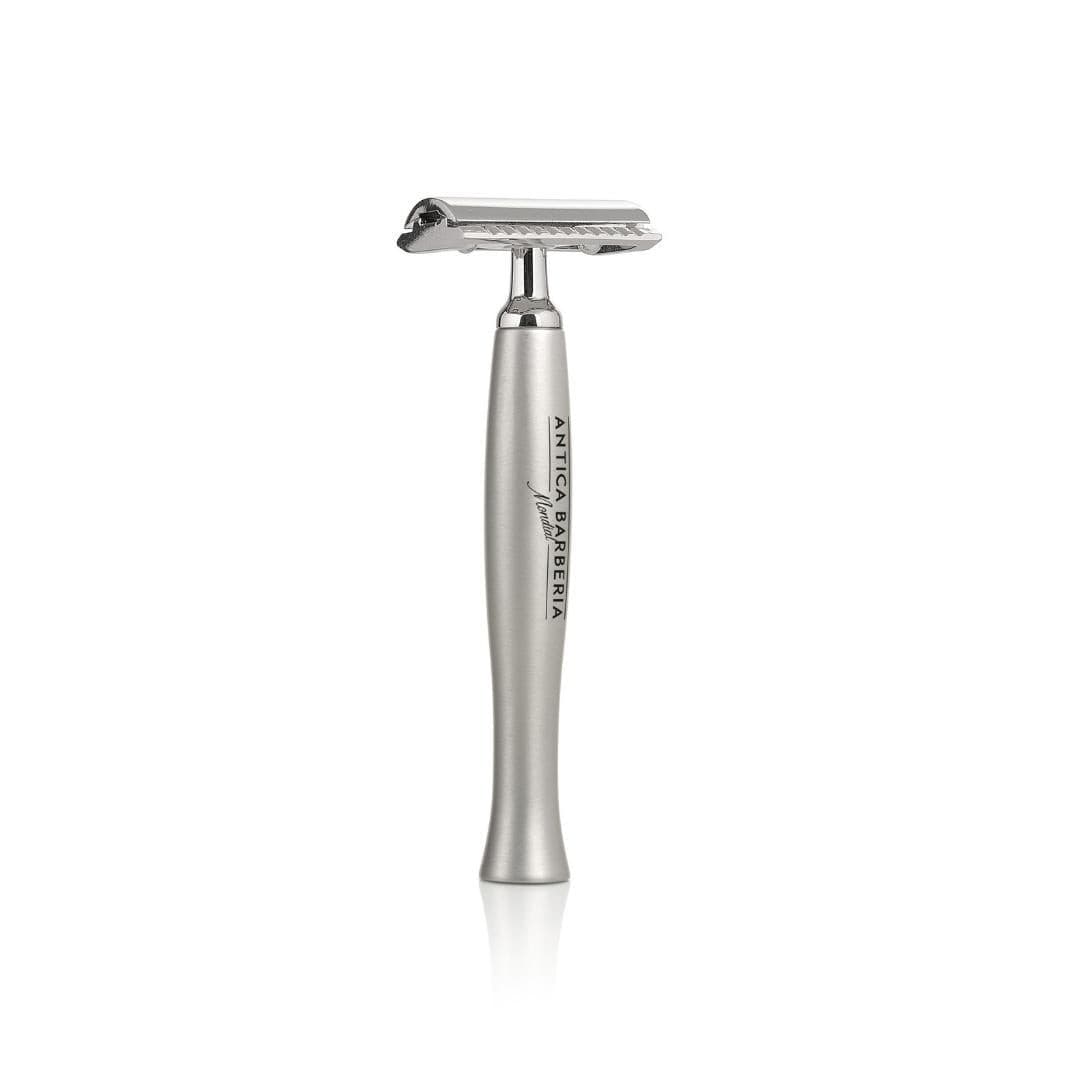 Titan Safety Razor with Silver Brushed Aluminum Handle