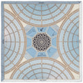 silk scarf blue, gold and white, depicting the roof of Milan's galleria Vittorio Emanuele