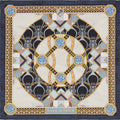black, white and gold silk scarf with Art Nouveau architectural designs