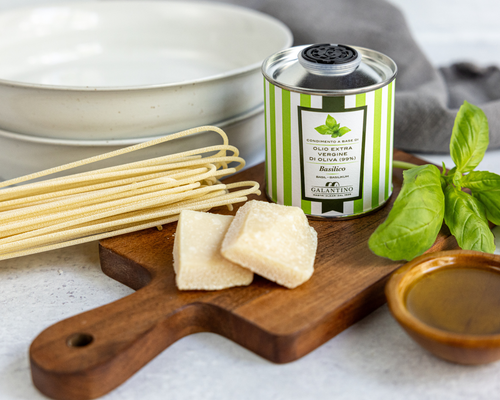 Huile d'olive extra vierge au basilic