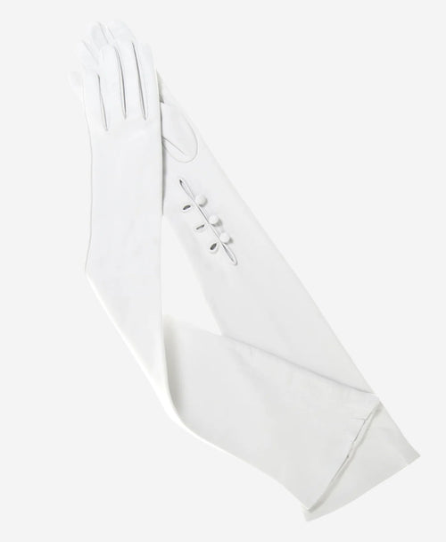 Angelina (ivory) - Italian silk lined 12-button length leather bridal / opera gloves