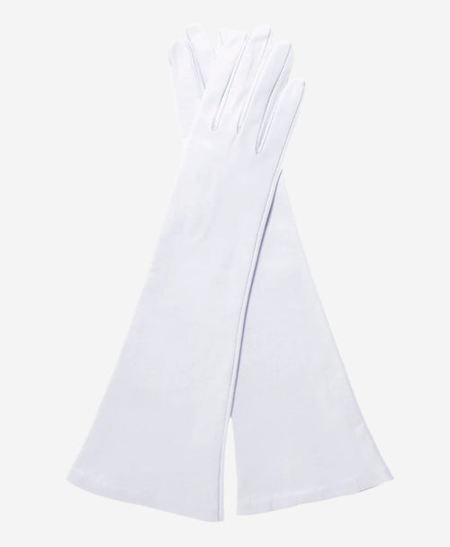 Angelina (ivory) - Italian silk lined 6-button length leather bridal / opera gloves