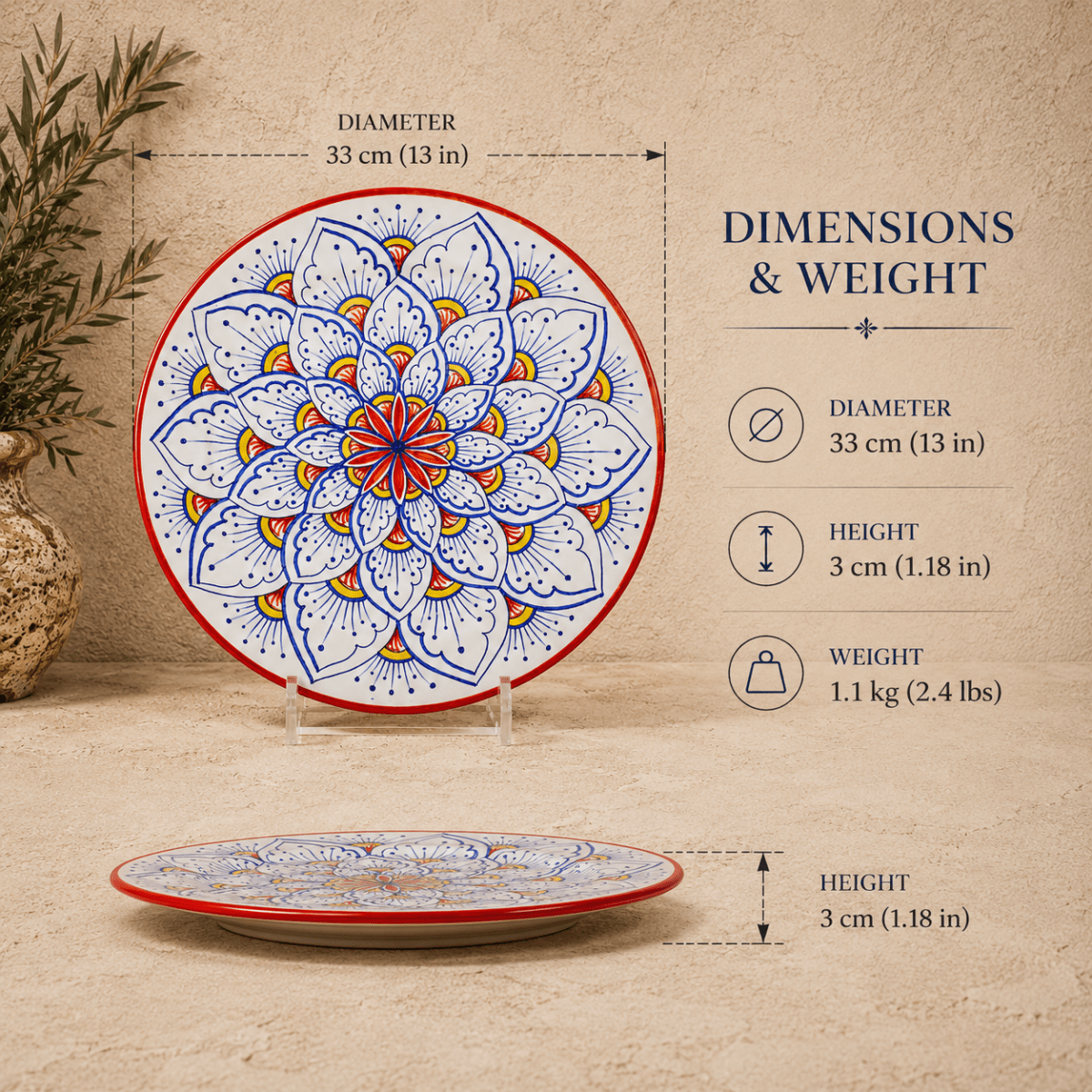 Intreccio Red Charger Plate | Hand-Painted Italian Charger Plate from Deruta