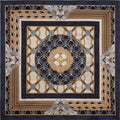 black, white and gold silk scarf with art nouveau geometric patterns 