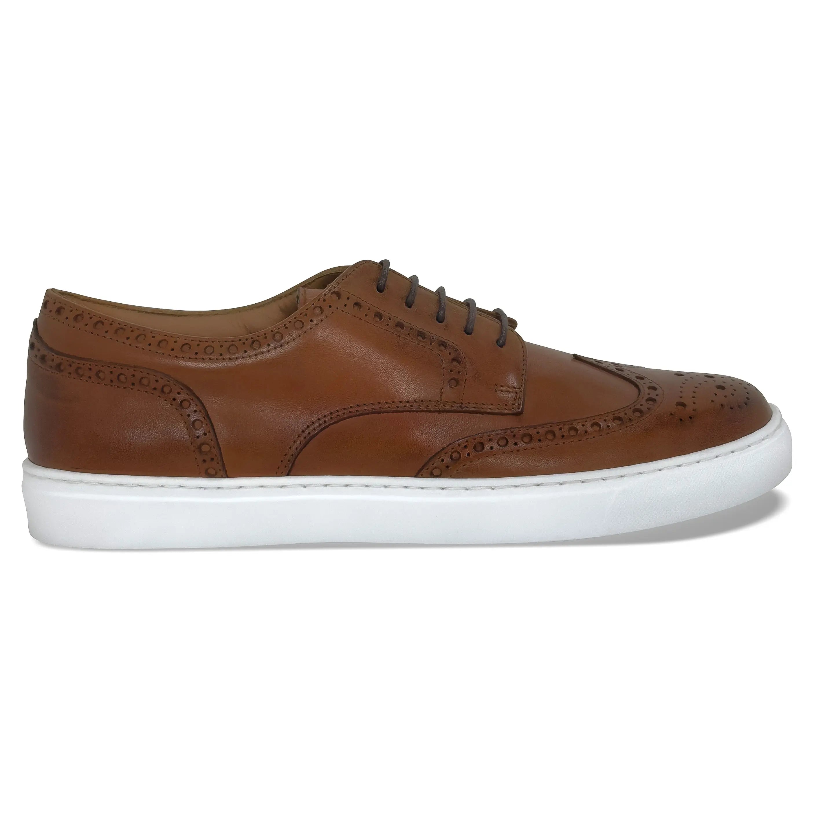 Men's Don Giovanni Wingtips - Cognac w/ White Sole