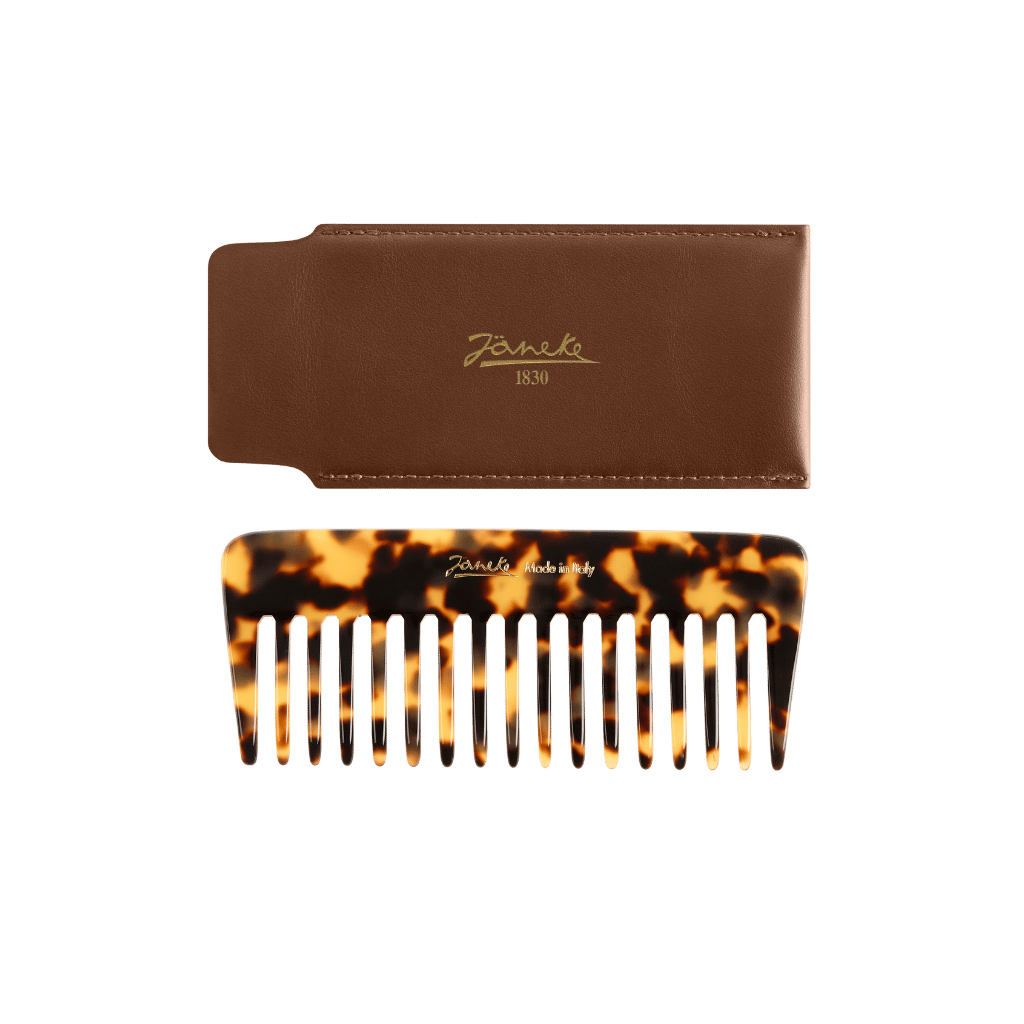 Janeke Tokyo Wide-Tooth Comb with Leather Case – Portable Purse Comb