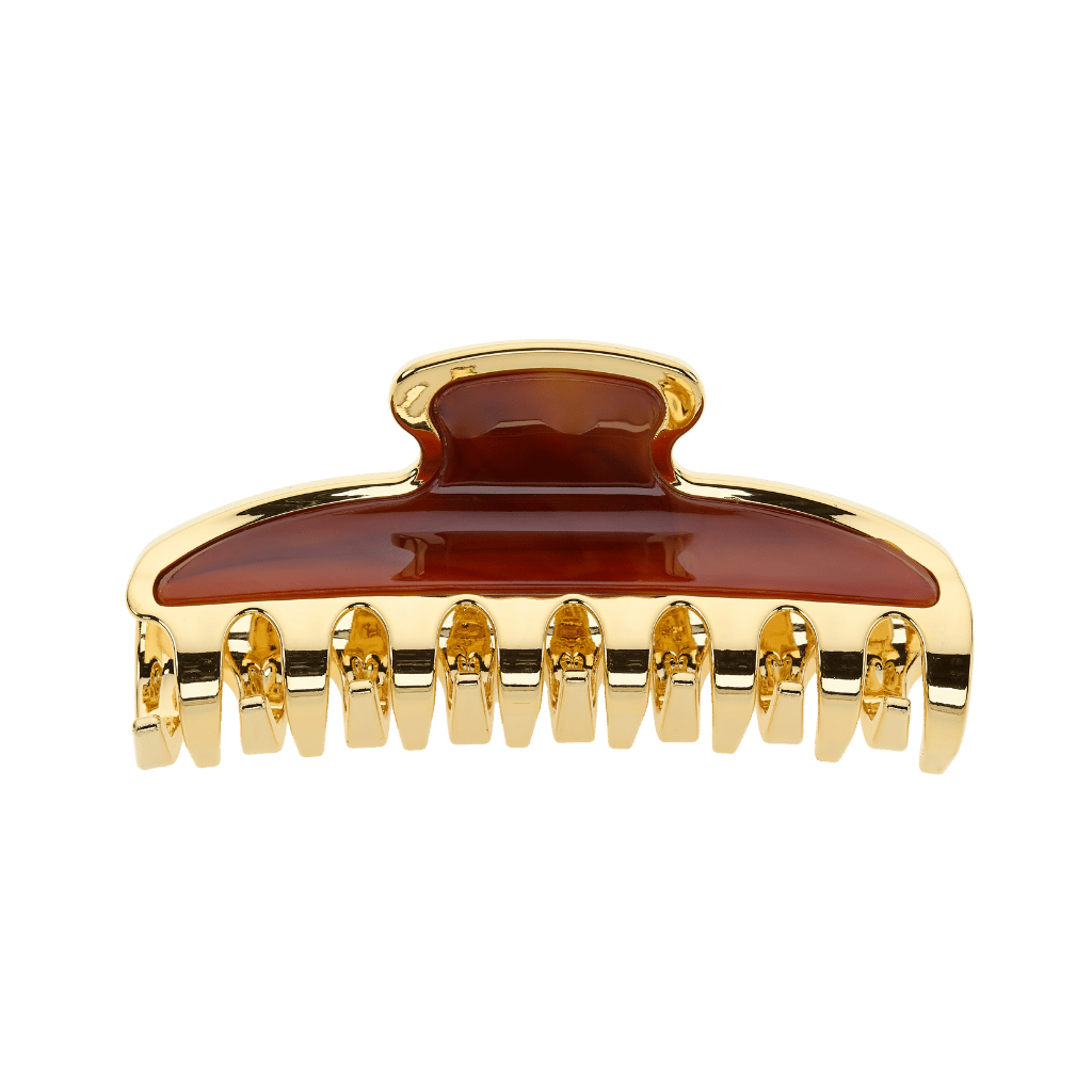 Janeke Large Gold-Rimmed Hair Claw Clip – Tortoiseshell Claw Clip
