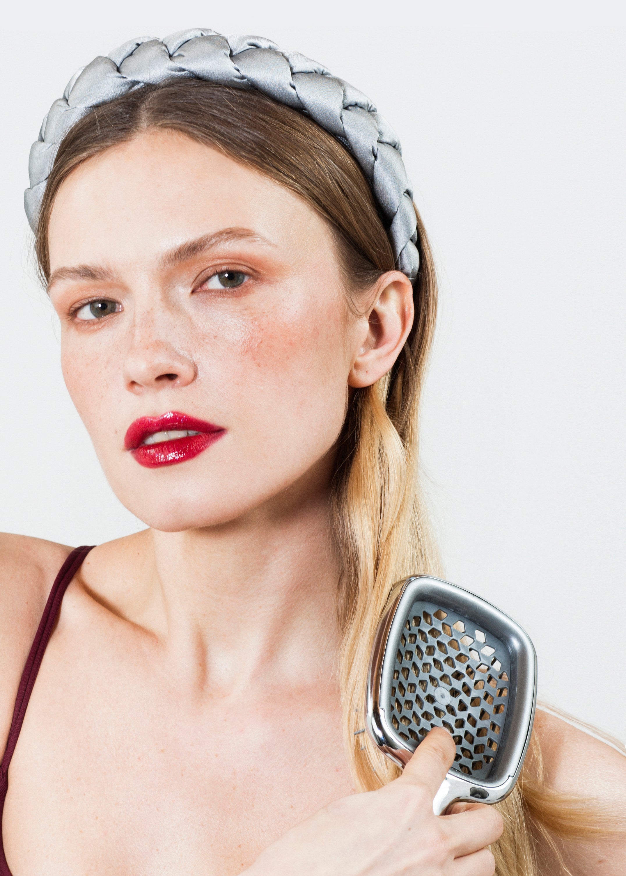 Janeke Superbrush with Soft Tips – Honeycomb Detangling Brush (Chrome & Gold)